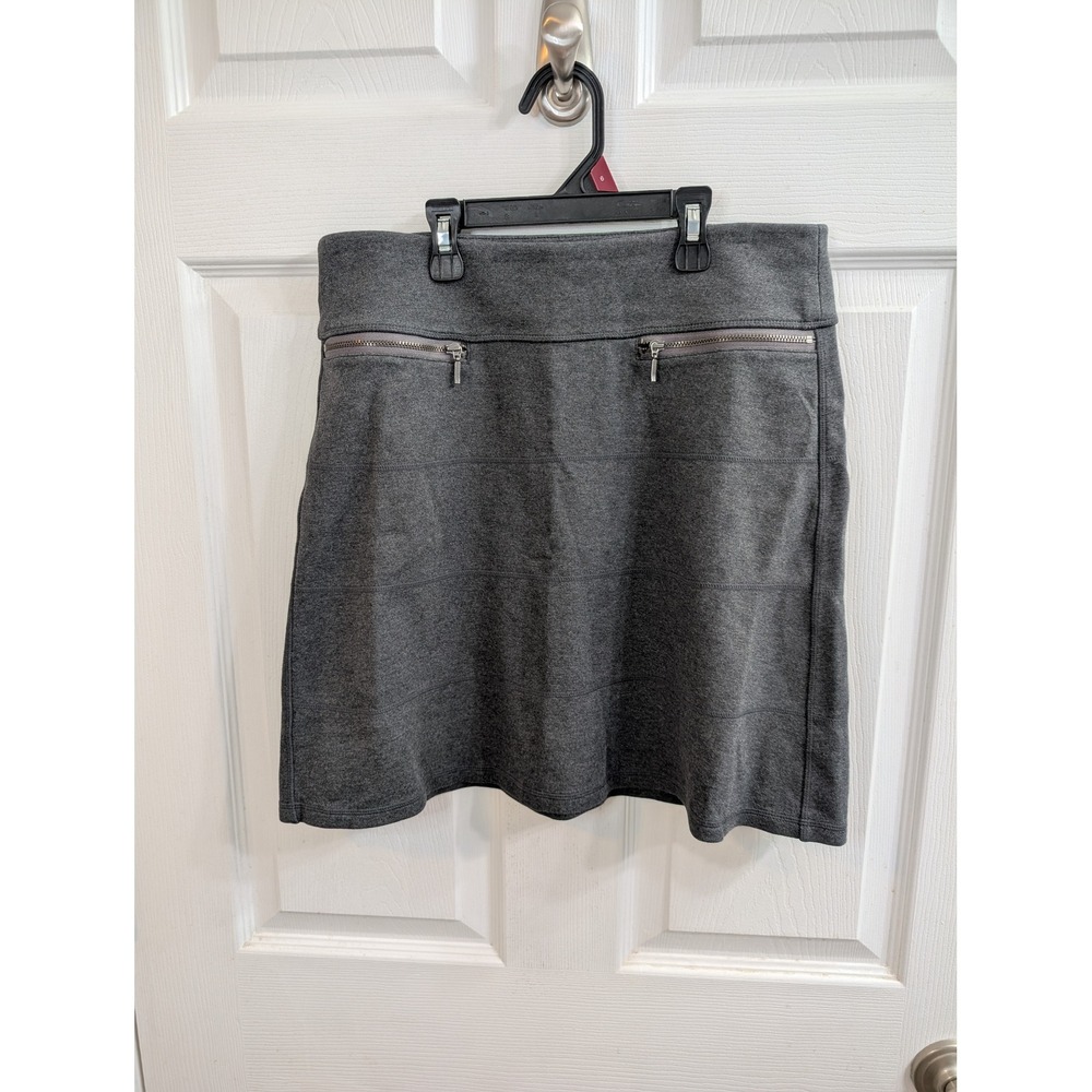 Athleta Strata Ponte Skirt Women Gray Zip Pocket Knit Mini Casual - Size S